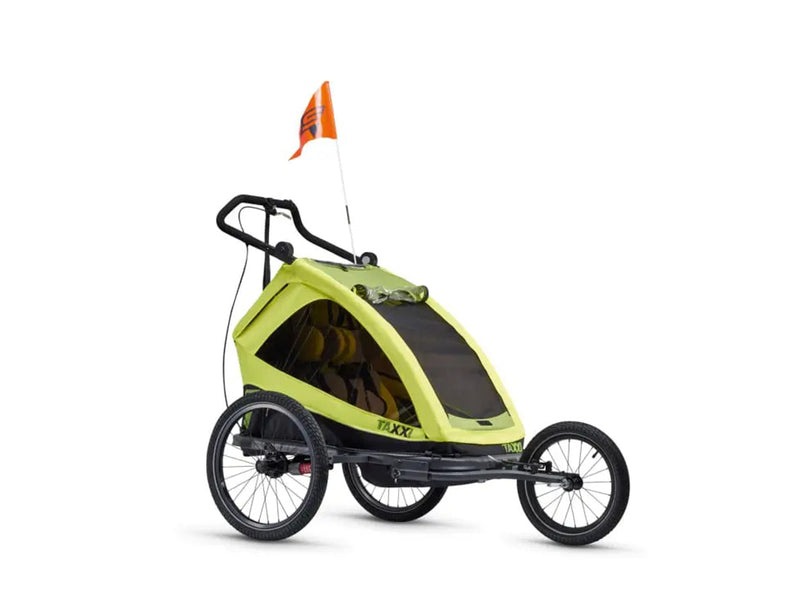 taXXi Elite for two Fahrradanhänger / Buggy / Jogger für Kinder, Zweisitzer, lime